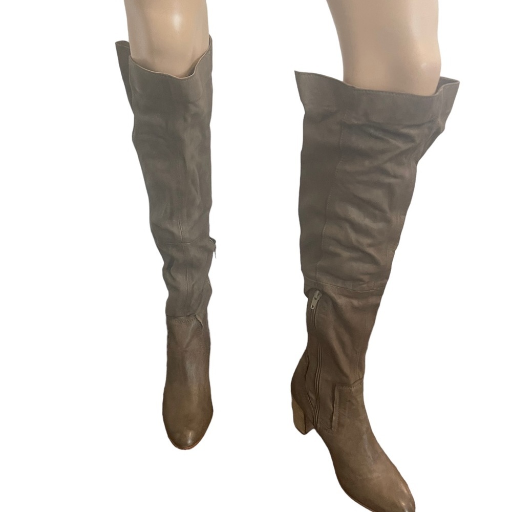 Free People Jack Grey Leather Over-the-Knee Boots 40 US 9.5 New Boho Tall Heel - Picture 3 of 9
